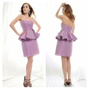 Edens Women's Purple Strapless Peplum Cocktail Dress -‎ Size 8